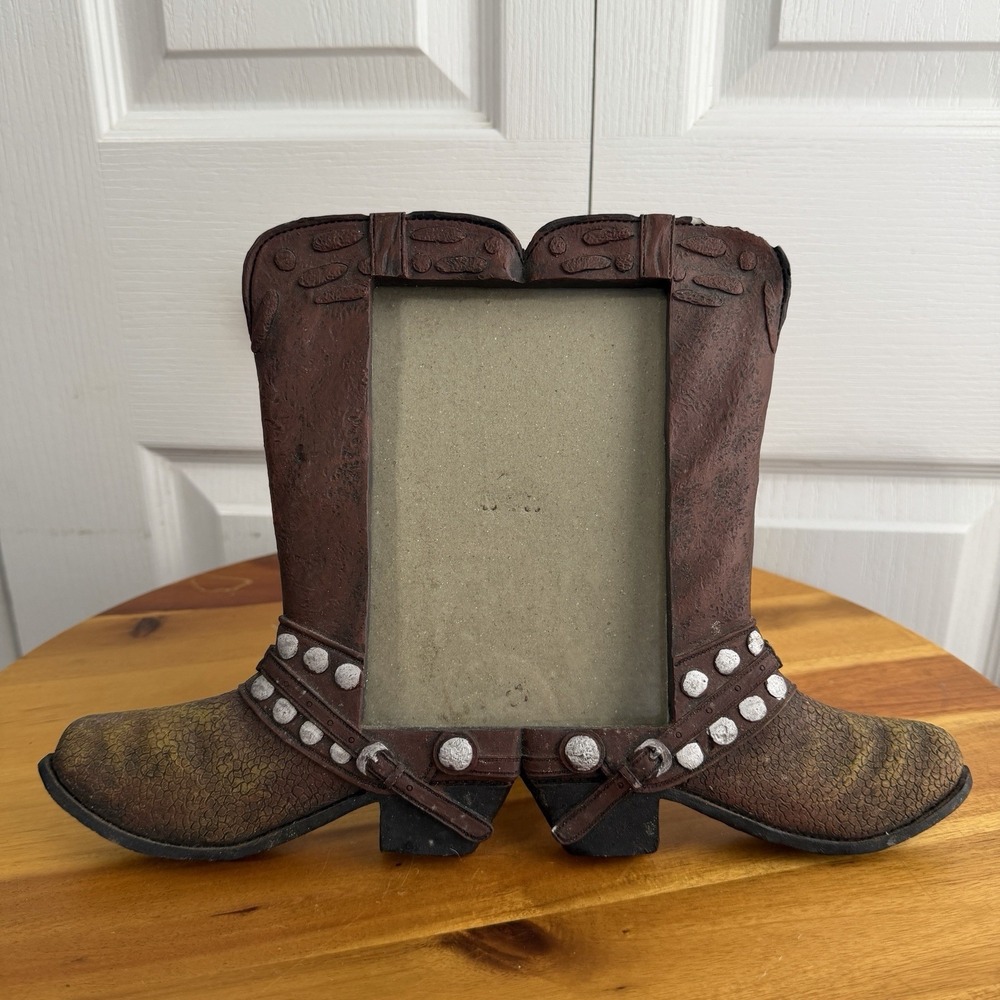 Cowboy Boots Picture Frame Fits A 4x6 Photo Cottage Western Rodeo Gifts Boho